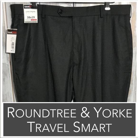 Roundtree & Yorke Travel Smart Classic Fit Dark Grey Men’s Slacks NWT 38… - Picture 1 of 7